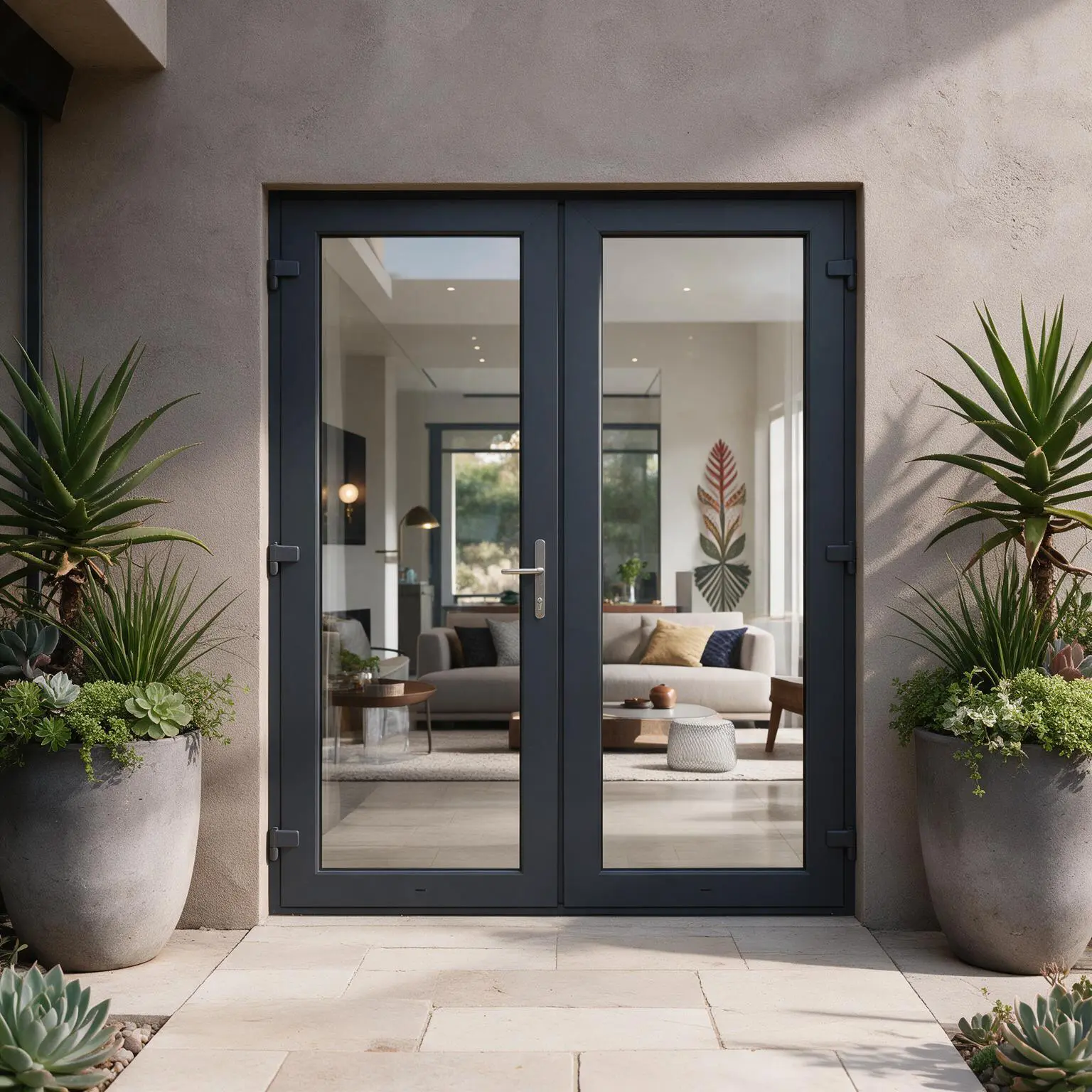 Charcoal double uPVC door manufactured in Johannesburg