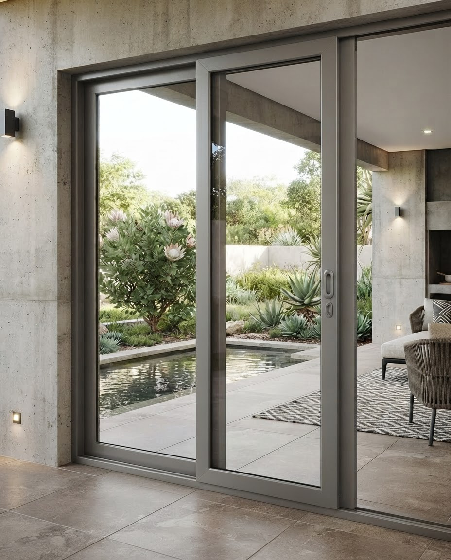 Matt Stone Grey uPVC sliding patio door