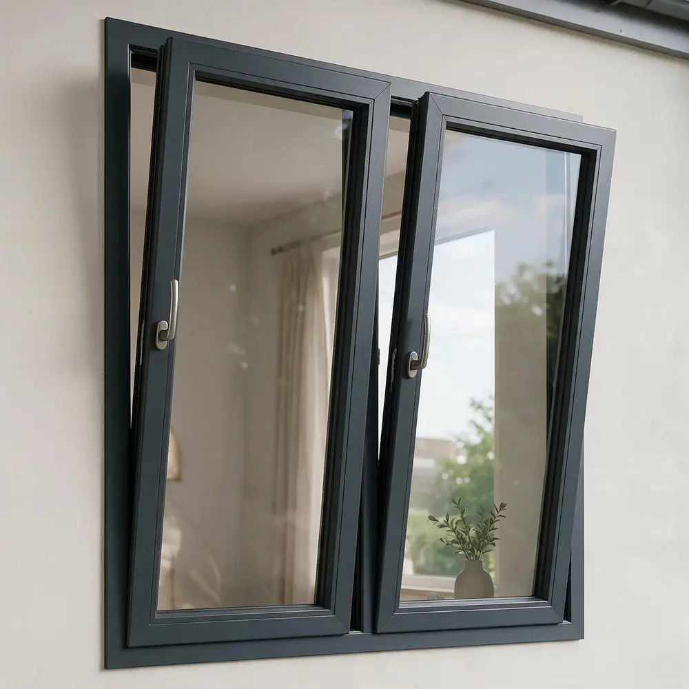 Charcoal tilt and turn uPVC window manufactured in Johannesburg
