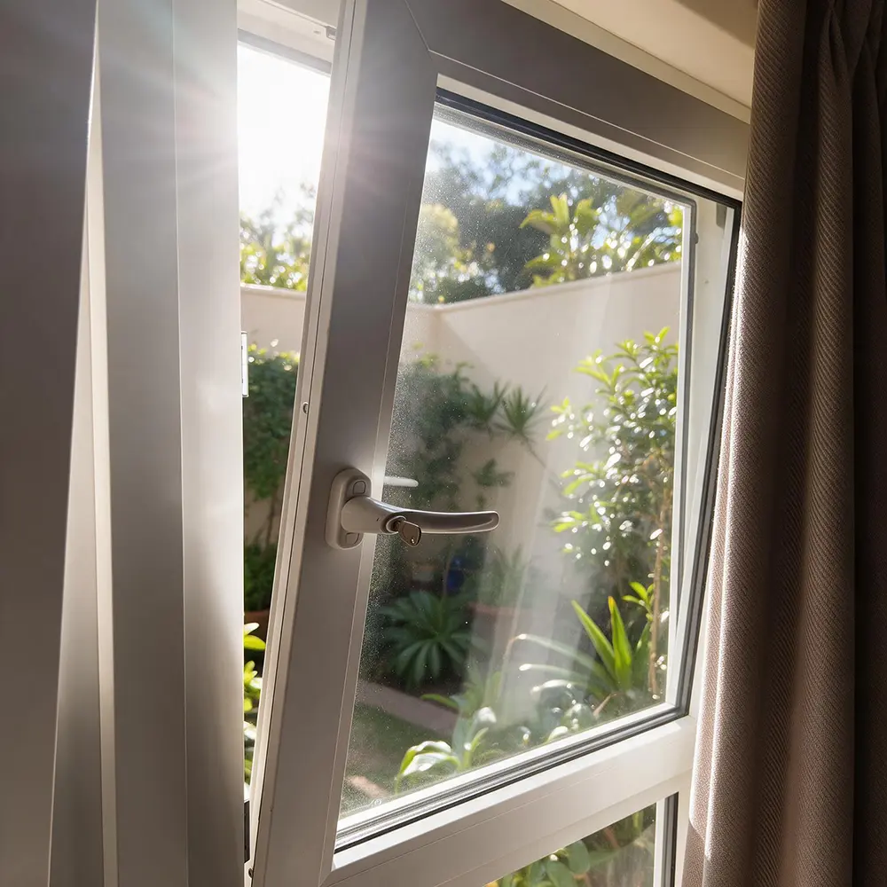 White tilt and turn uPVC window manufactured in Johannesburg