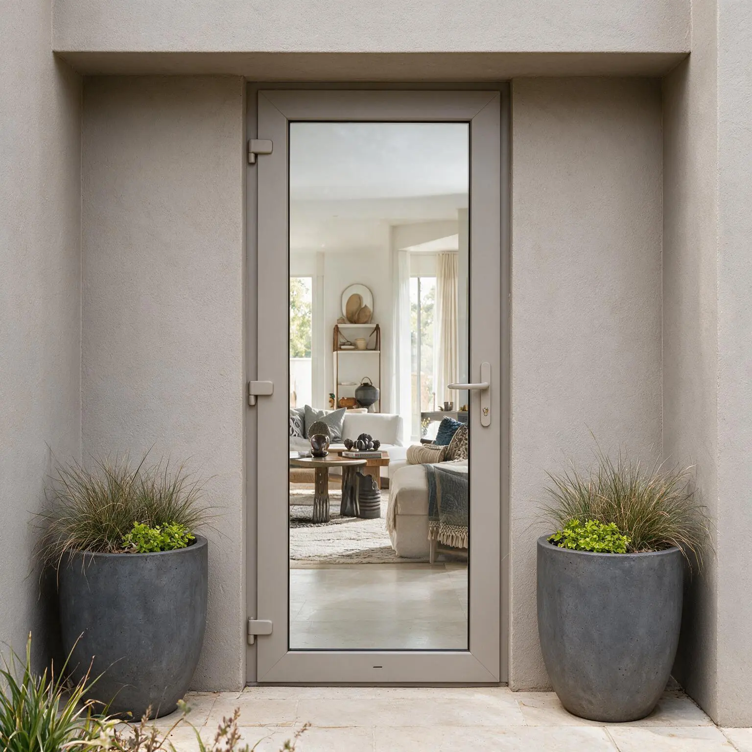 Matt Stone Grey single uPVC door manufactured in Johannesburg