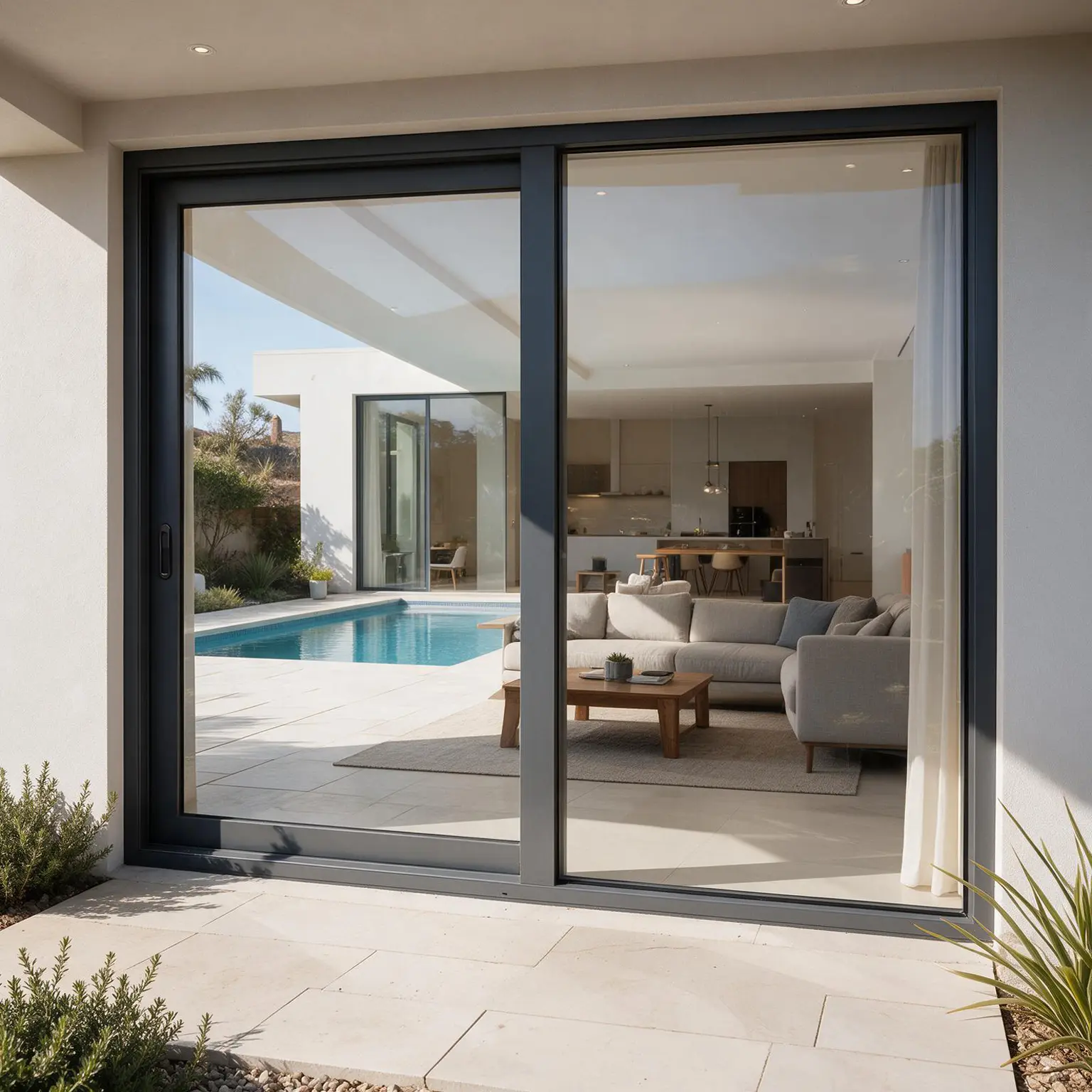 Charcoal sliding uPVC door manufactured in Johannesburg