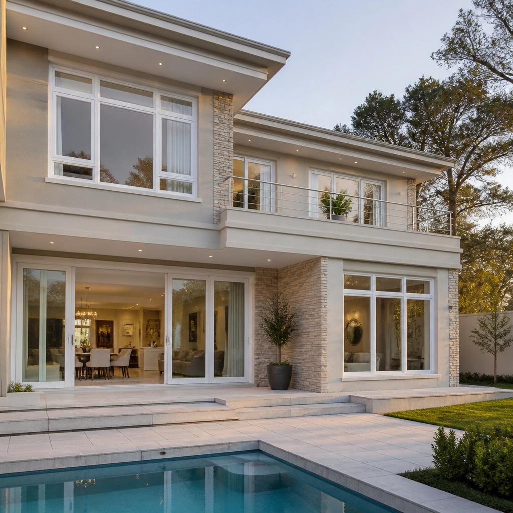 Modern Johannesburg home with white uPVC windows